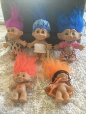 Vintage 90s Russ Trolls Dolls Lot Set Of 5 Total - Showering, Caveman, Halloween