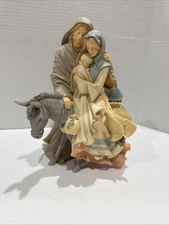 Foundations By Enesco 4058697 Holy Family with Donkey Stone Resin Figurine 9.5”