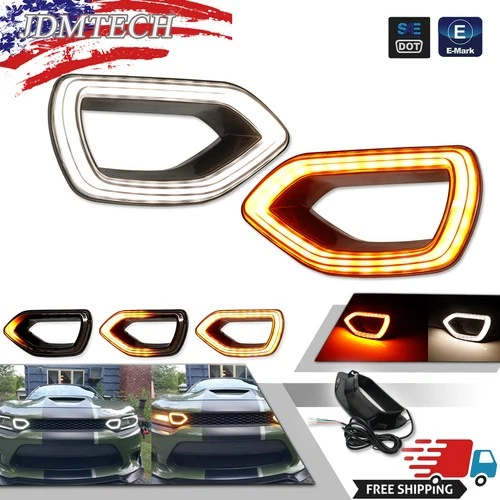 For Dodge Charger SRT Scat Pack SXT 2015-2019 Switchback LED DRL Grille Lights