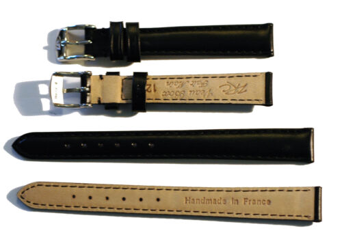 Box Calf Leather Watch Strap, Deville, Silver or Gold Buckle, Black or Brown - Picture 3 of 4