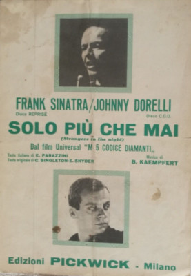 FRANK SINATRA JOHNNY DORELLI STRANGERS IN THE NIGHT SOLO MORE THAN EVER SHEET MUSIC