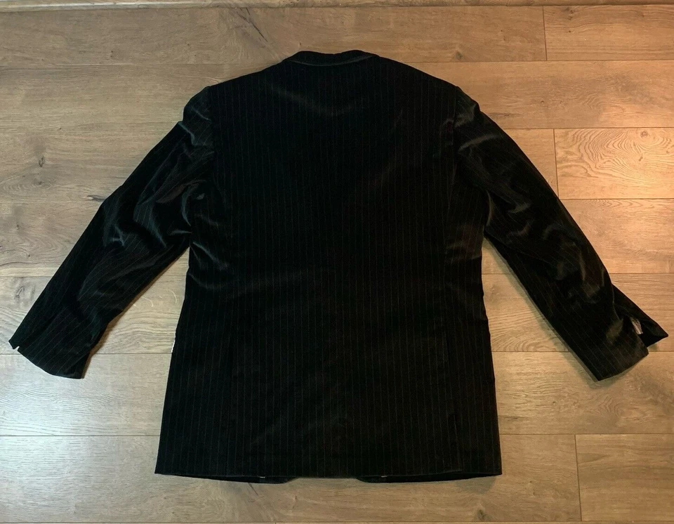 Isaia Napoli Neiman Marcus Cotton Pinstripe Blazer Suit Top Coat Size 60 - Image 2 of 4