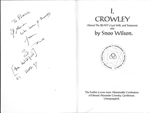 Snoo Wilson - I, Crowley - Paperback - 1997 - GOAT HAIR ATTACHED - UK FREEPOST - Picture 3 of 5