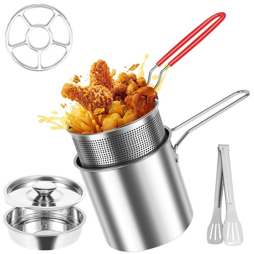 Stainless Steel Deep Fryer Set Uncoated Mini Fryer Set Heat Resistant Fryer ☣ - Picture 14 of 24