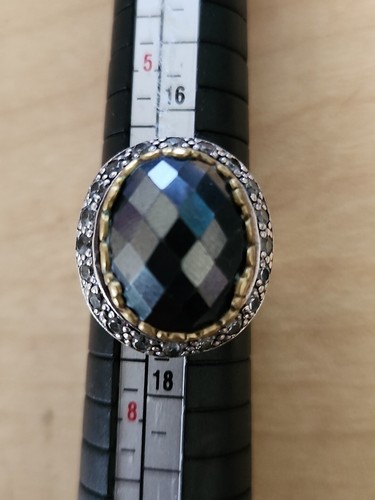 SILPADA 2-FARBIGER STERLING-RING HÄMATIT & CZ KAISERIN GRÖSSE 6,5 - Bild 2 von 6