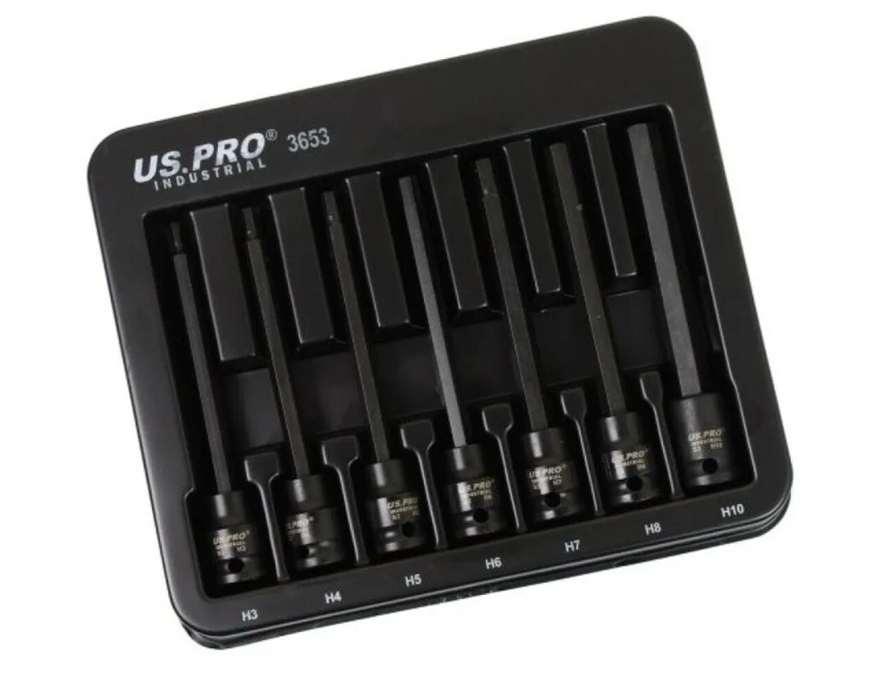 US PRO TOOLS 7pc 3/8"" DR Extra Long Impact Hex Bit Socket Set H3 - H10 3653