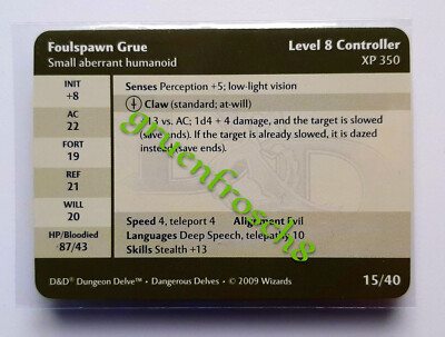  FOULSPAWN GRUE  15 C  DDM MONSTER MANUAL: DANGEROUS DELVES 2009  D&D CARD