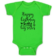 Baby Bodysuit Happy Birthday to My Big Sister Birds Leaves Funny Cotton