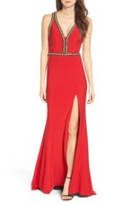 Mac Duggal Chain Jersey Gown Dress  Sz 10 *75  