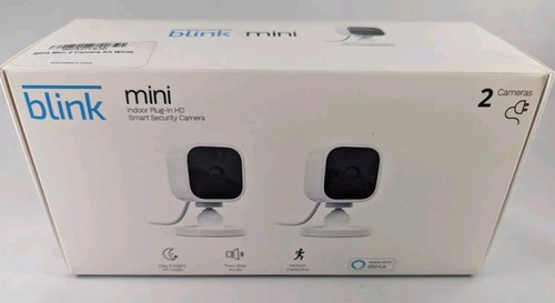 New & Sealed! Blink Mini Indoor Plug-In HD Smart Security Camera - Pack of 2 NIB