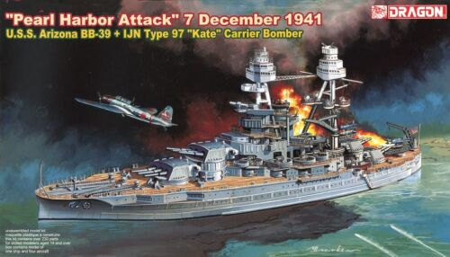 DRAGON 7127 1/700 U.S.S. Arizona BB-39 + IJN Type 97 "Kate" Carrier Bomber