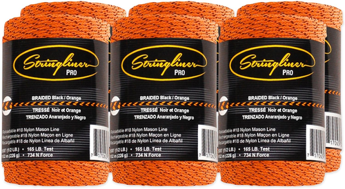 Braided Mason Line Roll Contractor Pack 500' - Black/Orange (Pack of 6) - SL3549