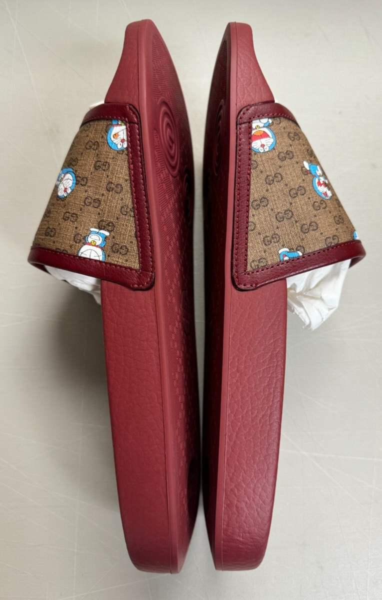 AUTHENTIC GUCCI x Doraemon Men's GG Logo Supreme Slides Size: G10