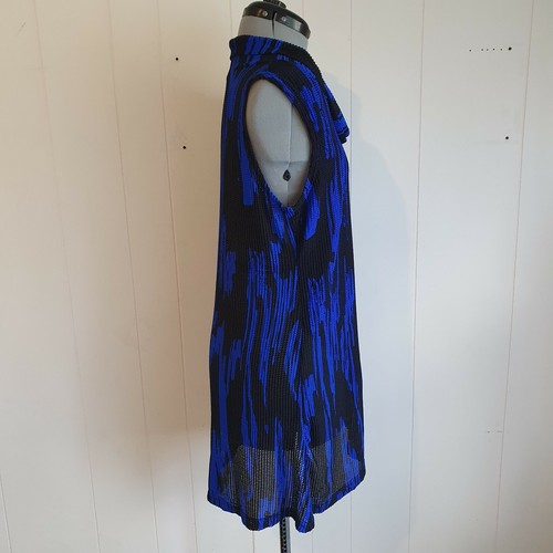 Lilia Women's Size S Black & Blue Short Sleeve Long Top U23 - Picture 5 of 7