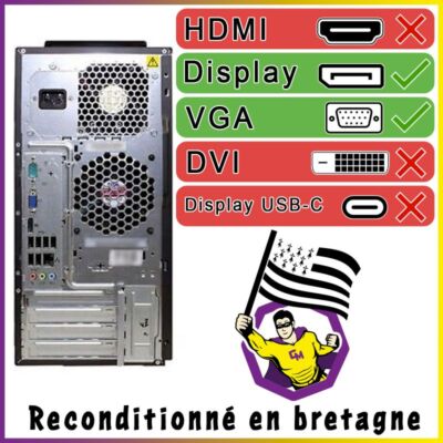 PC Lenovo M90 Tour + Écran 22" I3-530 8Go RAM SSD 480Go W10 Wifi