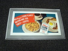 Letrero de desayuno de copos de maíz de cereal Kellogg de la década de 1940, versión #2