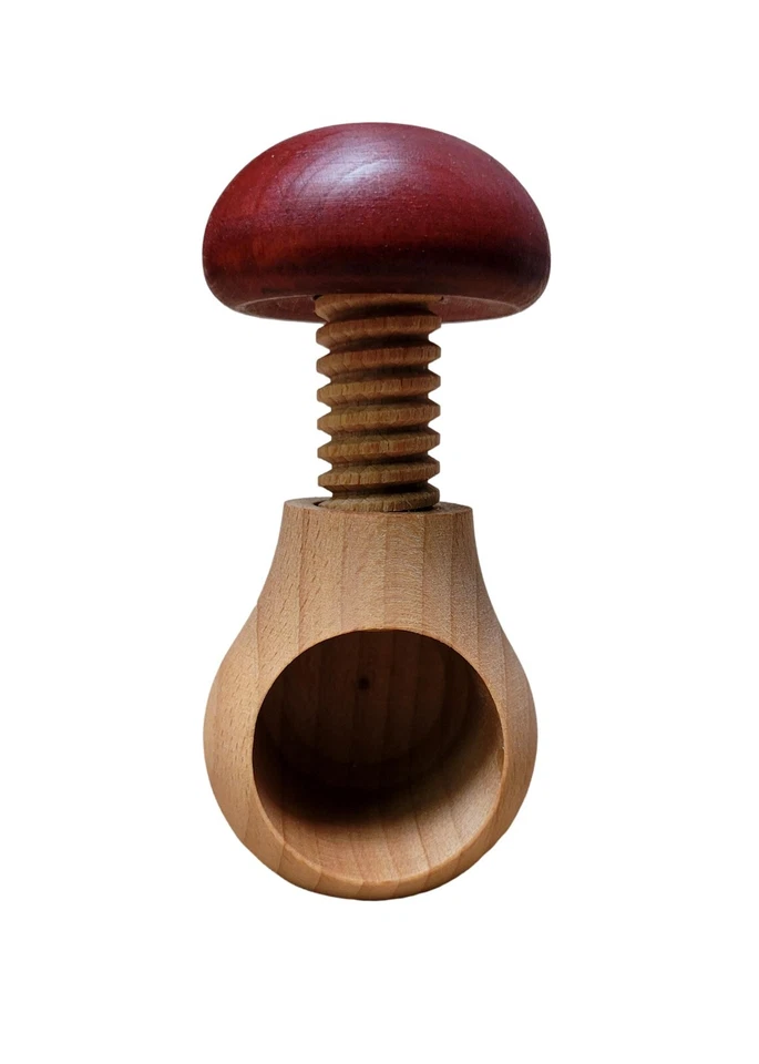 SCHIACCIANOCI IN LEGNO DI FAGGIO NATURALE, MOLTO SOLIDO, FUNGO, VIOLA - Immagine 3 di 4