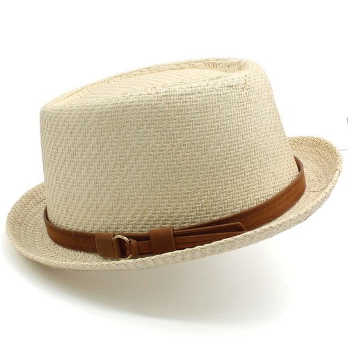 Unisex Men Women Straw Pork Pie Hats Retro Fedora Sunhats Jazz Caps 7 1/8-7 1/4 - Picture 14 of 23