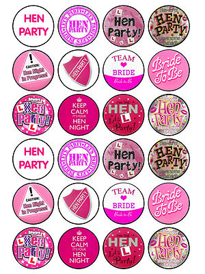 24 x Essbare Personalisierte Glasur Reispapier Junggesellinnenabschied Kuchen Cupcake Topper