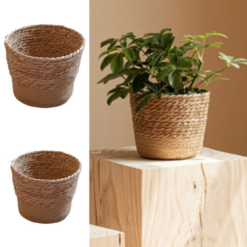 Woven Storage Basket Flower Plant Basket Wicker Organizer Portable Handwoven