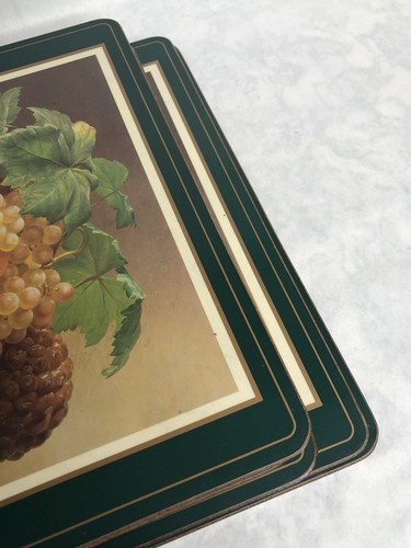 6 Pimpernel Fruit Placemats Cork Back 9” x 12” Grapes Orange Berries Green - Picture 6 of 10
