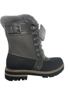 Khombu Botas Impermeável 8 lace-up Botas De Ski 8 Preto Cinza Linha Sherpa | eBay