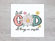 With God All Things Are Possible Quilt Fabric Panel Sewing Quilting Block A147