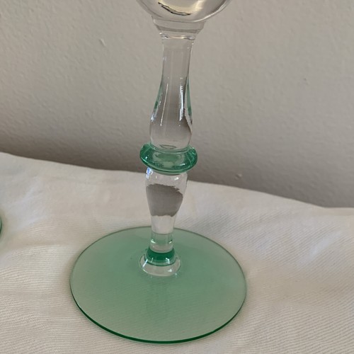 2 VTG or Antique Tiffin Champagne Sherbet Psyche Green Glass Stem Dancing Nymph - Picture 6 of 20