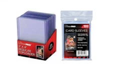 25 Ultra PRO 35pt Clear Regular Card Toploaders 3x4 Top Loaders Plus 100 Sleeves