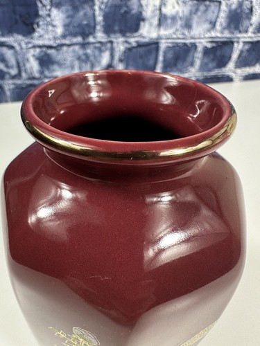 Vintage Hand Painted Gold Accent Birds & Flowers Nagoya Japan Maroon Vase - Picture 7 of 11