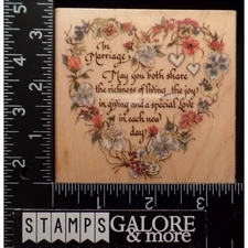 Hampton Art Rubber Stamps IN MARRIAGE SAYING FLOWER HEART LOVE #236
