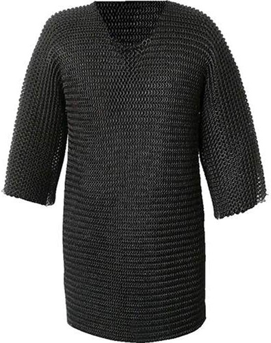 Baustahl Kettenhemd 09 mm flach genietet Ring Halbarm Hauberk Rüstung LARP - Bild 1 von 2