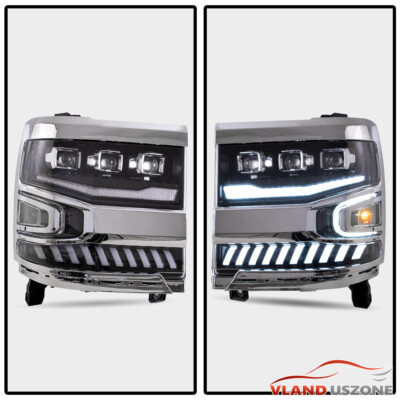 LED Sequential For 16 17 18 CHEVY SILVERADO 1500 Projector Headlights Assembly
