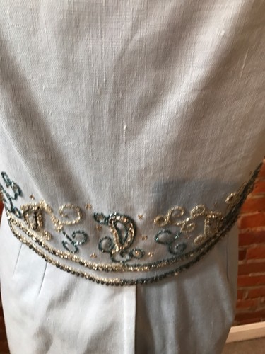 Vintage Eloise Curtis Skirt Set Beaded High Waisted Sleeveless Shell Blue 4 - Picture 3 of 4