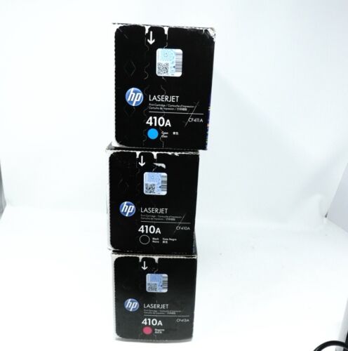 Genuine HP 410A Toner 3 Pack COMBO Set: Black, Cyan, and Magenta - Free Shipping - Picture 2 of 8