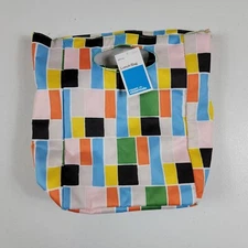Room Essentials Lunch Bag Colorful Retro Block Pattern Zippered Insulated