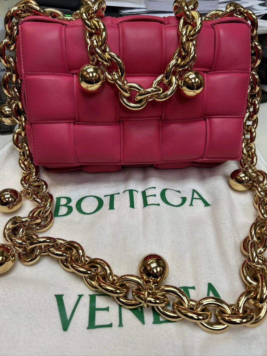 Bright Pink Quilted Leather-Look Chain Strap Cross Body Bag