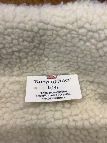 Vineyard Vines Quilted Vest Girls Size 14 Sherpa Lining Pink Plaid - Picture 8 of 8