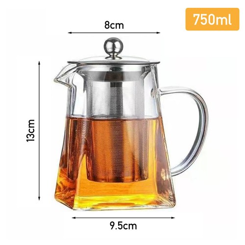 Heat Resistant Clear Glass Teapot Jug With Infuser Coffee Tea Leaf Herbal Pot UK - Picture 13 of 14