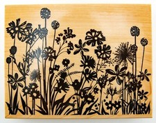 Hero Arts Rubber Stamp DesignBlocks Silhouette Flowers Retired Made in USA