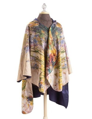 Victorian Trading Co Van Gogh Peonies /& Iris Floral Rain Poncho Cape