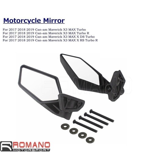 ATV Left & Right Rear View Side Mirror For Can-am Maverick X3 MAXTurbo R 2017-Up - Picture 3 of 8