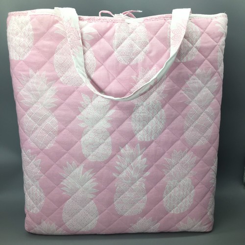 2pc Cynthia Rowley Pink Pineapple FULL QUEEN Quilt and Matching Quilted Tote Bag - Picture 3 of 7