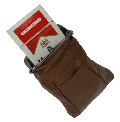 Estuche de cuero negro para cigarrillos encendedor bolsa clip superior soporte regular años 100 - Imagen 6 de 9