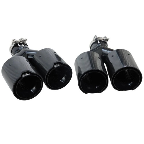 Carbon Fiber For BMW Dual Exhaust Twin End Tips Tail Pipe 101MM Out 63MM In - Picture 2 of 7