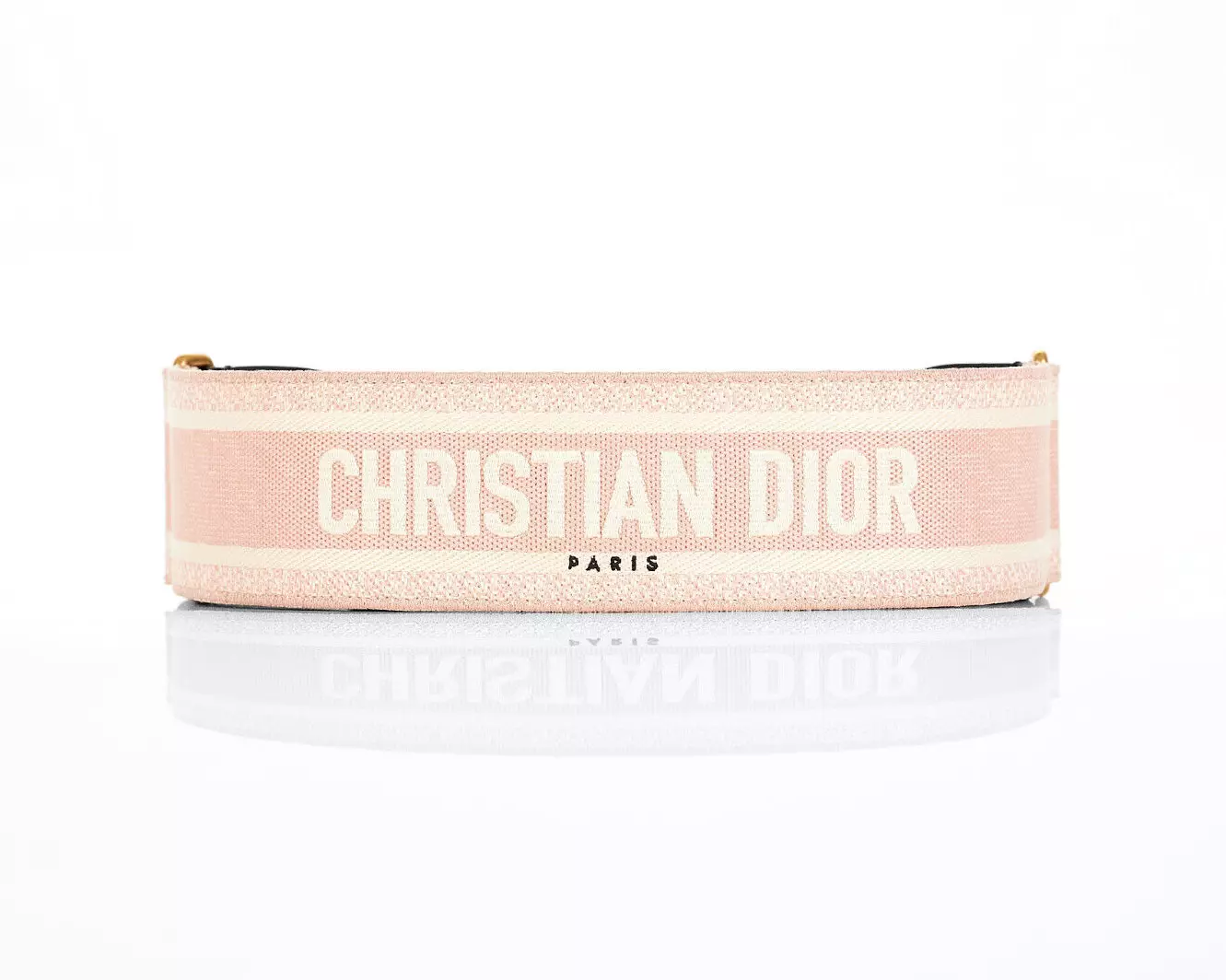 Dior   Ceinture   Logo toile rose cuir noir   Boucle dorée   S / 75 cm   Neuf & étiquette