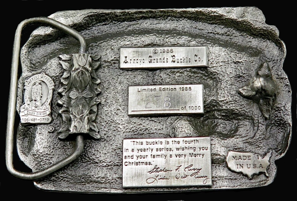 Hebilla de cinturón vintage conmemorativa de Navidad 1986 Foto 4 de 4