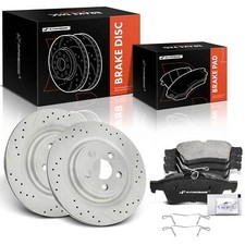 A-Premium Rear Drilled Brake Rotors & Ceramic Brake Pad for Jaguar S-Type XF XJ