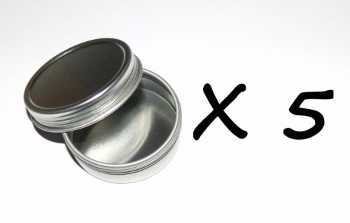 5 X 1-Oz Round Screw Top Cover Lid Survival Crafts Storage Tin Can Container NEW