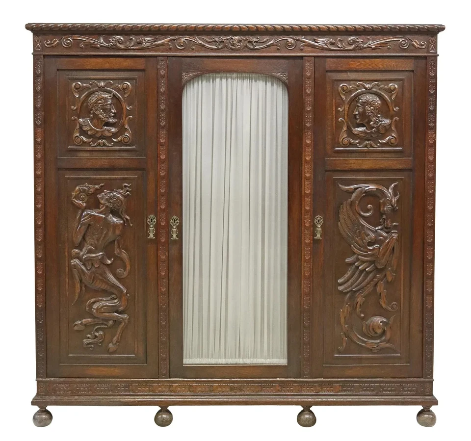 Librería Antigua, Española, Renacimiento, Figura, Tallada, Máscaras, ¡años 1800! Foto 2 de 4